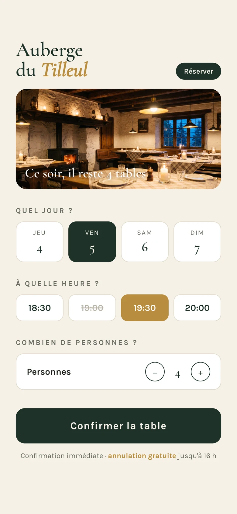 Exemple d’appli de réservation
